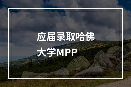 应届录取哈佛大学MPP