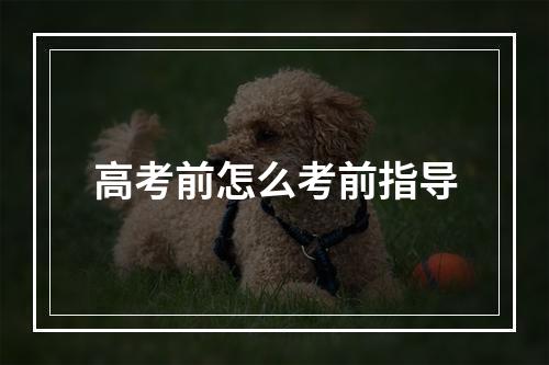 高考前怎么考前指导