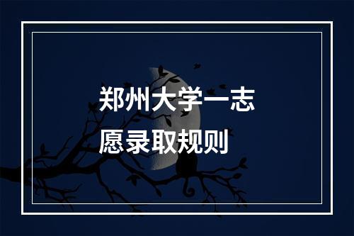 郑州大学一志愿录取规则