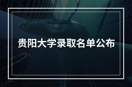 贵阳大学录取名单公布