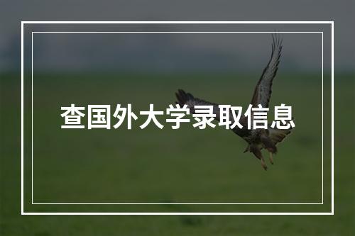 查国外大学录取信息