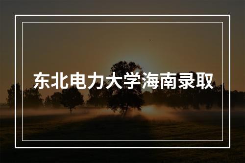 东北电力大学海南录取