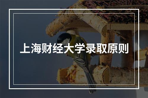 上海财经大学录取原则