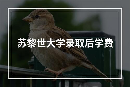 苏黎世大学录取后学费