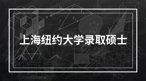 上海纽约大学录取硕士