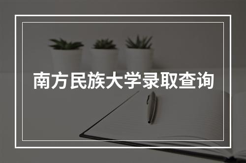 南方民族大学录取查询