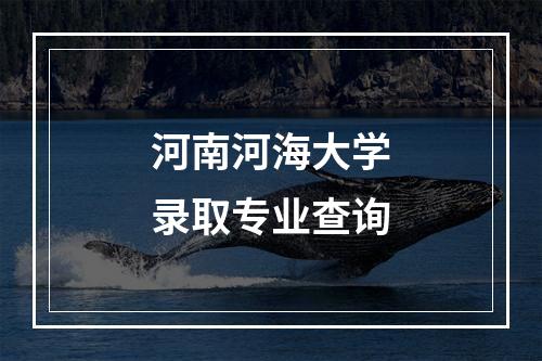 河南河海大学录取专业查询