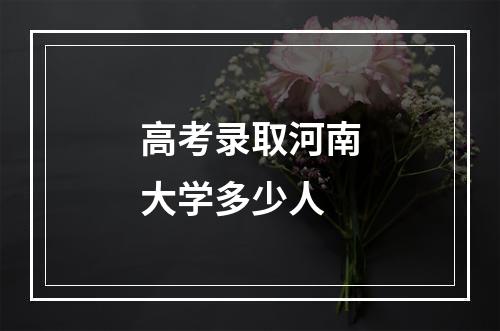 高考录取河南大学多少人