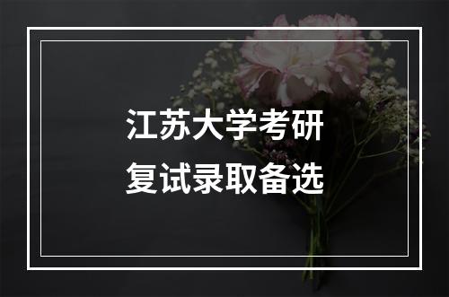 江苏大学考研复试录取备选