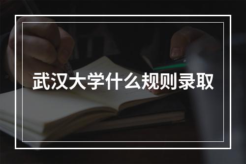 武汉大学什么规则录取