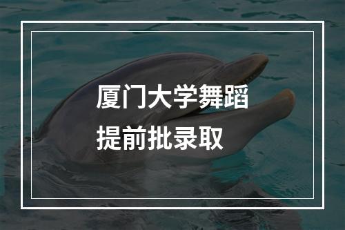 厦门大学舞蹈提前批录取