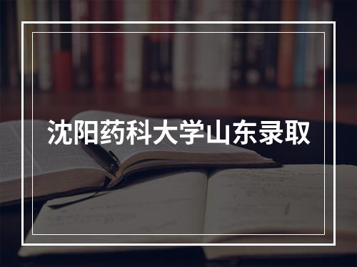 沈阳药科大学山东录取