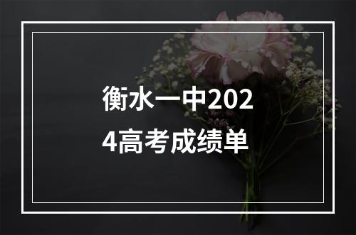 衡水一中2024高考成绩单