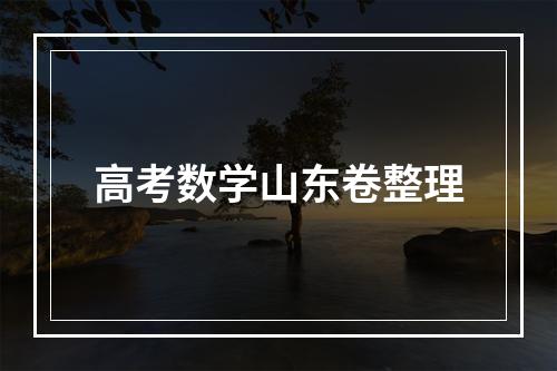 高考数学山东卷整理