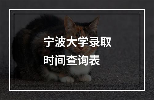 宁波大学录取时间查询表