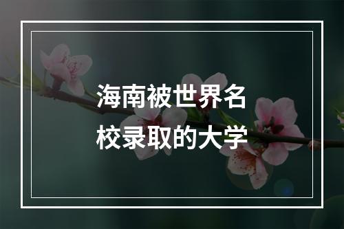 海南被世界名校录取的大学