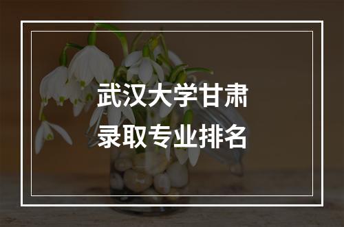 武汉大学甘肃录取专业排名