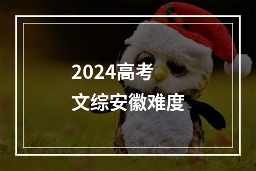 2024高考文综安徽难度