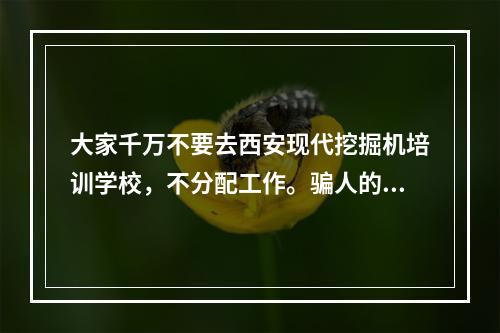 大家千万不要去西安现代挖掘机培训学校，不分配工作。骗人的，我到现在都出来好几个月了，他们不管，