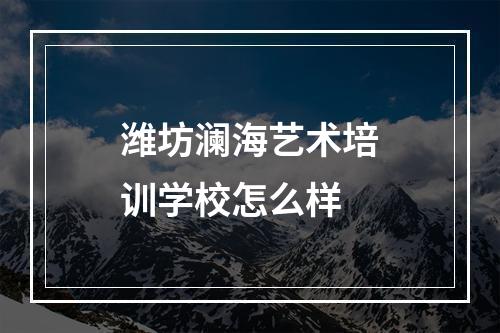 潍坊澜海艺术培训学校怎么样