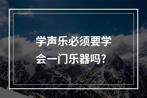 学声乐必须要学会一门乐器吗?