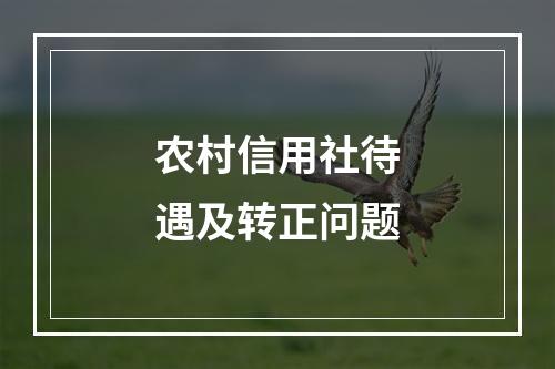 农村信用社待遇及转正问题