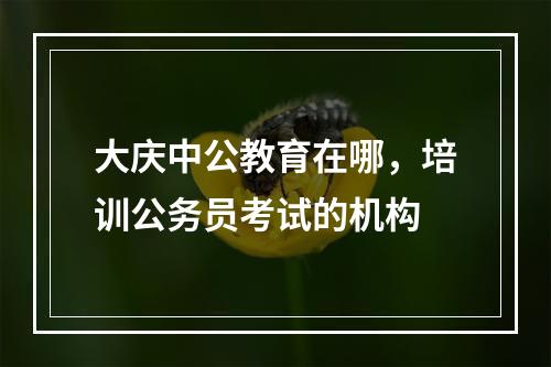 大庆中公教育在哪，培训公务员考试的机构