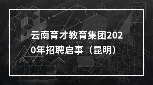 云南育才教育集团2020年招聘启事（昆明）