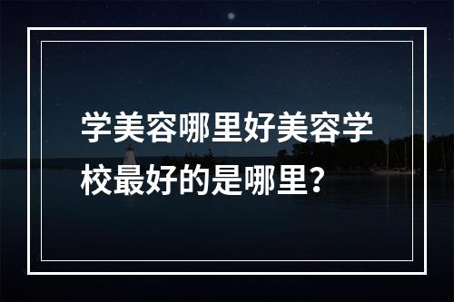 学美容哪里好美容学校最好的是哪里？