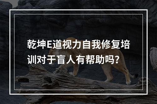 乾坤E道视力自我修复培训对于盲人有帮助吗？