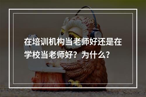 在培训机构当老师好还是在学校当老师好？为什么？