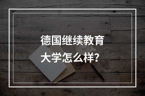 德国继续教育大学怎么样？