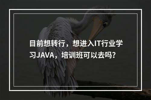 目前想转行，想进入IT行业学习JAVA，培训班可以去吗？