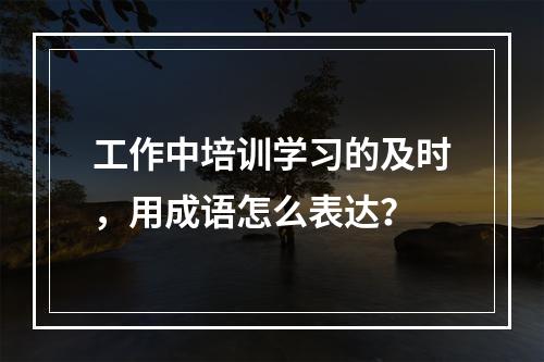 工作中培训学习的及时，用成语怎么表达？