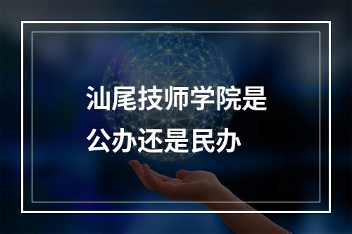 汕尾技师学院是公办还是民办