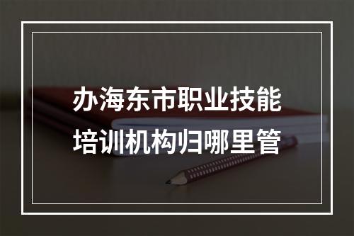 办海东市职业技能培训机构归哪里管