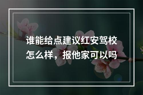 谁能给点建议红安驾校怎么样，报他家可以吗