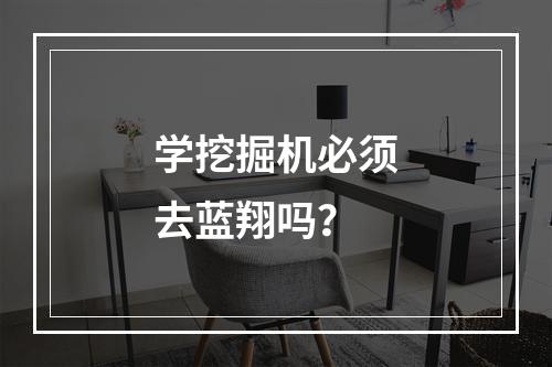 学挖掘机必须去蓝翔吗？