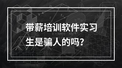 带薪培训软件实习生是骗人的吗？