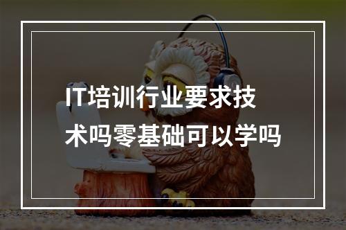 IT培训行业要求技术吗零基础可以学吗