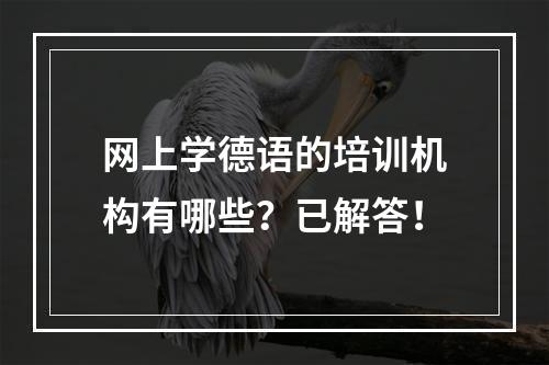 网上学德语的培训机构有哪些？已解答！