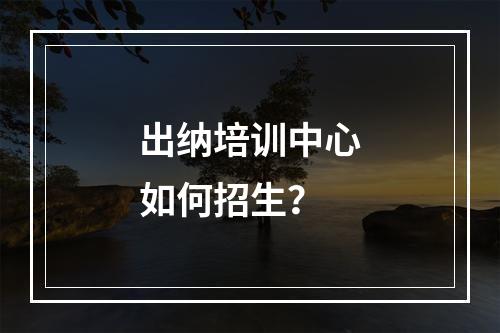 出纳培训中心如何招生？