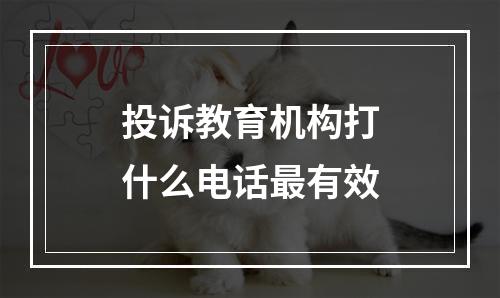 投诉教育机构打什么电话最有效