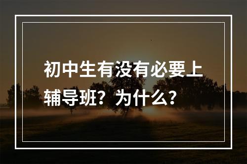 初中生有没有必要上辅导班？为什么？