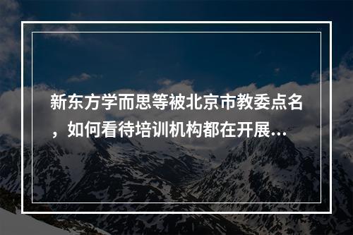 新东方学而思等被北京市教委点名，如何看待培训机构都在开展低价营销？