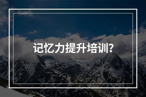 记忆力提升培训？