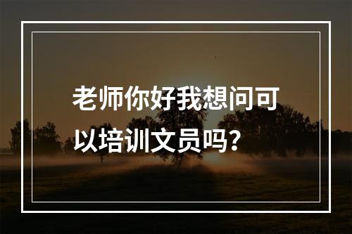 老师你好我想问可以培训文员吗？