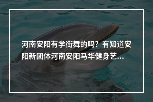 河南安阳有学街舞的吗？有知道安阳新团体河南安阳马华健身艺术工作室吗里的街舞的团队吗？