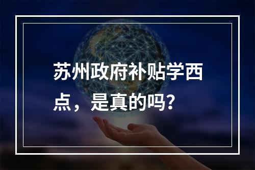 苏州政府补贴学西点，是真的吗？