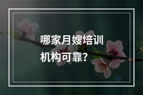 哪家月嫂培训机构可靠？